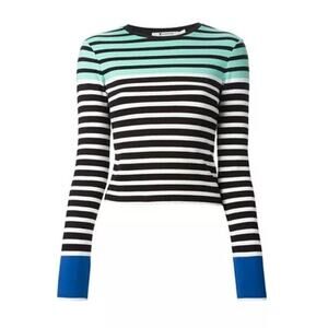 T by Alexander Wang Striped Crew Neck Knit Crop Top Size XS